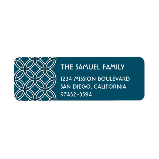 Deco navy interlocking circle pattern address return address label