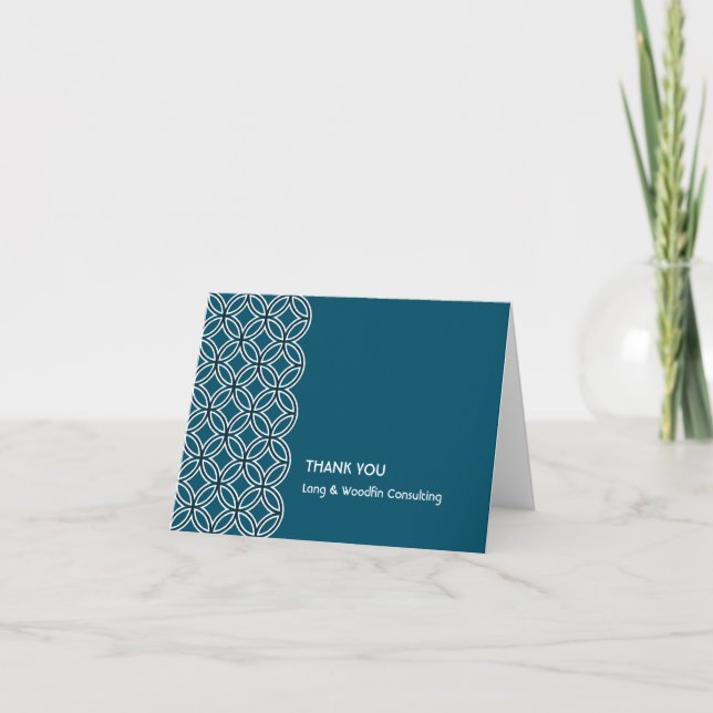 Deco navy white circle pattern thank you card (Front)