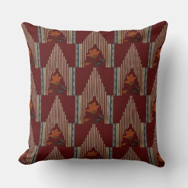 Deco Pattern With Flower And Spire Cushion (Front)