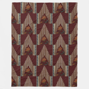 Deco Pattern With Flower And Spire Fleece Blanket