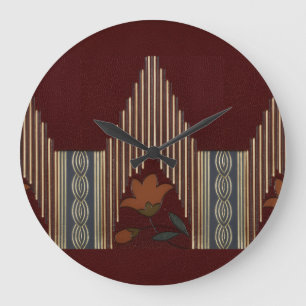 Deco Pattern With Flower And Spire Large Clock