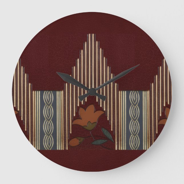 Deco Pattern With Flower And Spire Large Clock (Front)
