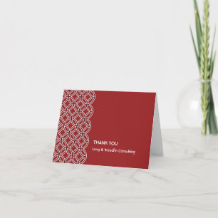 Deco red white circle pattern thank you card