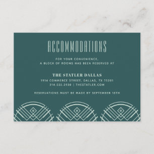 Deco Scallops Wedding Accommodation Card - Green