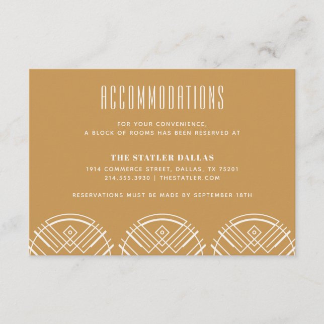 Deco Scallops Wedding Accommodation Card - Tan (Front)