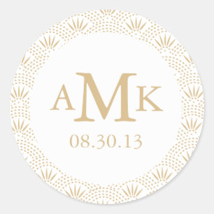 Deco Seigaiha Wedding Monogram Stickers