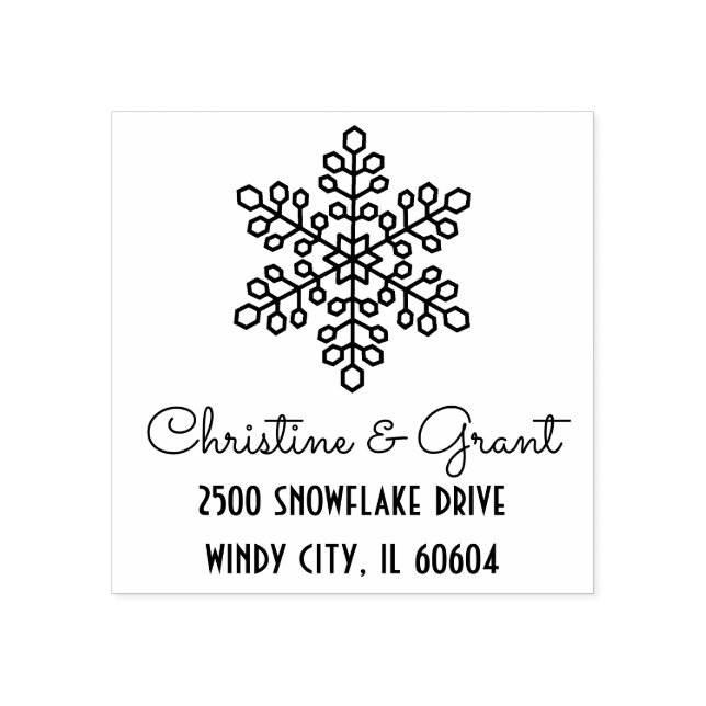 Deco Snowflake Script Holiday Rubber Stamp (Imprint)