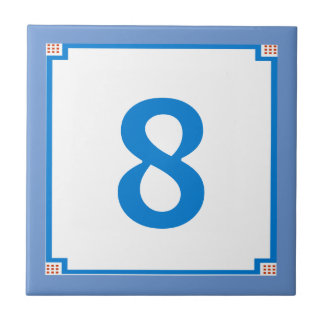 Deco Square Border,Blue Letter House Number Tiles