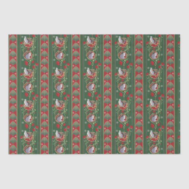 Deco-style Christmas Cats Tissue Paper (Front)