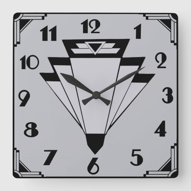 Deco Style Clock. Square Wall Clock (Front)