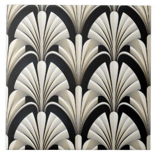 Deco Style Pattern, White Wings Tile