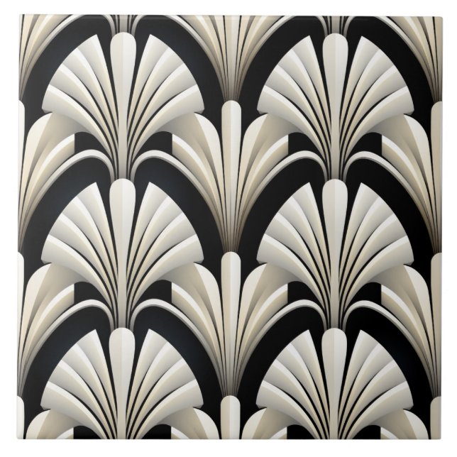 Deco Style Pattern, White Wings Tile (Front)