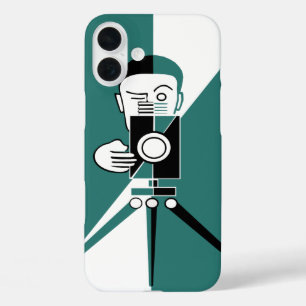 Deco style photographer and camera iPhone 16 plus case