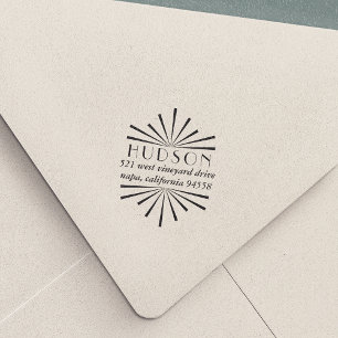 Deco Sunburst Return Address Stamp