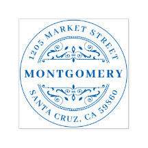 Deco Swirl Bold Family Name & Round Return Address