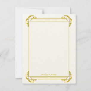 Deco tan frame wedding custom thank you note card