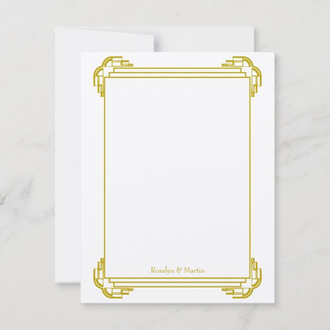 Deco tan frame wedding custom thank you note note card (Front)