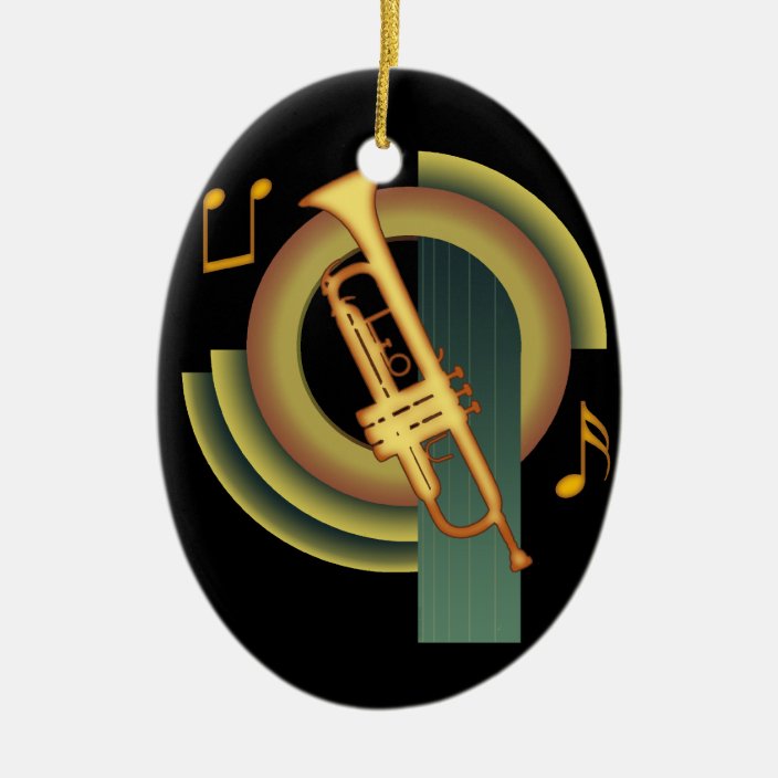 Deco Trumpet Christmas Ornament Zazzle.co.uk