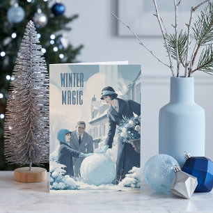 Deco Yuletide First Snowfall Modern Christmas Holiday Card