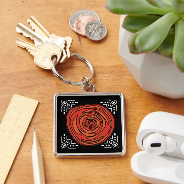 Decofied Rose (Premium Square) Key Ring (Desk)