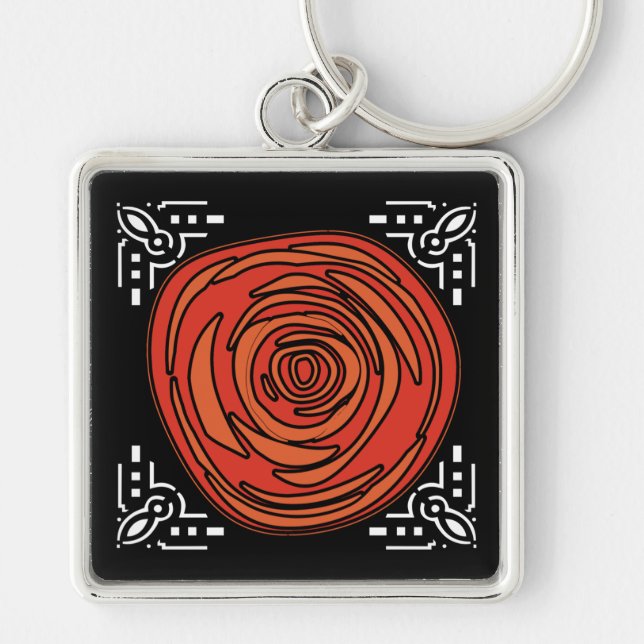 Decofied Rose (Premium Square) Key Ring (Front)