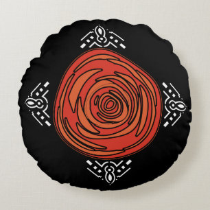 Decofied Rose (Red, Black and White) Round Cushion