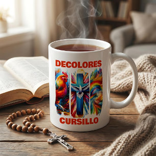 DeColores Cursillo Brush Stroke Rooster Cross Dove Coffee Mug