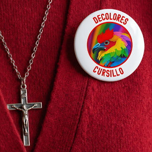 DeColores Cursillo Colorful Rooster Vivid Rainbow  10 Cm Round Badge
