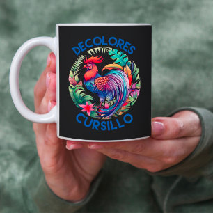 DeColores Cursillo Colourful Floral Rooster Black Coffee Mug