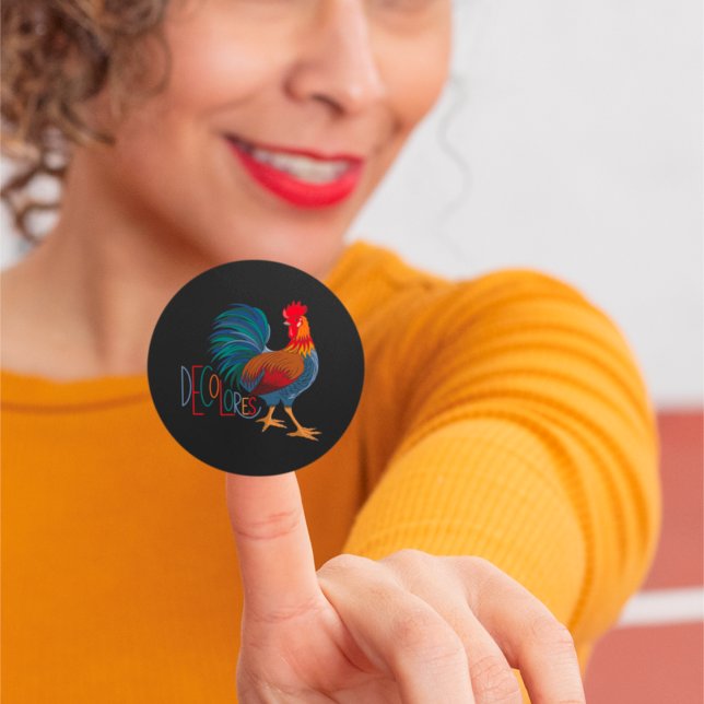 DeColores Cursillo Colourful Rooster Classic Round Sticker (Creator Uploaded)