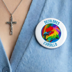 DeColores Cursillo Colourful Rooster Vivid Rainbow 10 Cm Round Badge