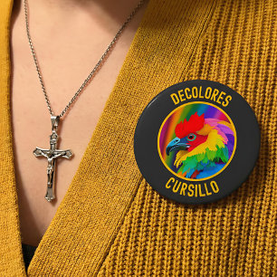 DeColores Cursillo Colourful Rooster Vivid Rainbow 10 Cm Round Badge