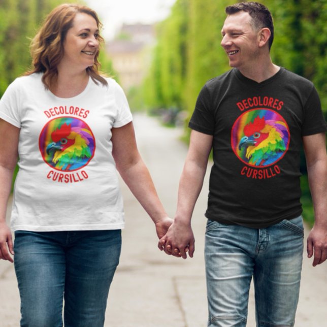 DeColores Cursillo Colourful Rooster Vivid Rainbow T-Shirt (Creator Uploaded)