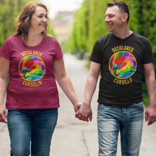 DeColores Cursillo Colourful Rooster Vivid Rainbow T-Shirt