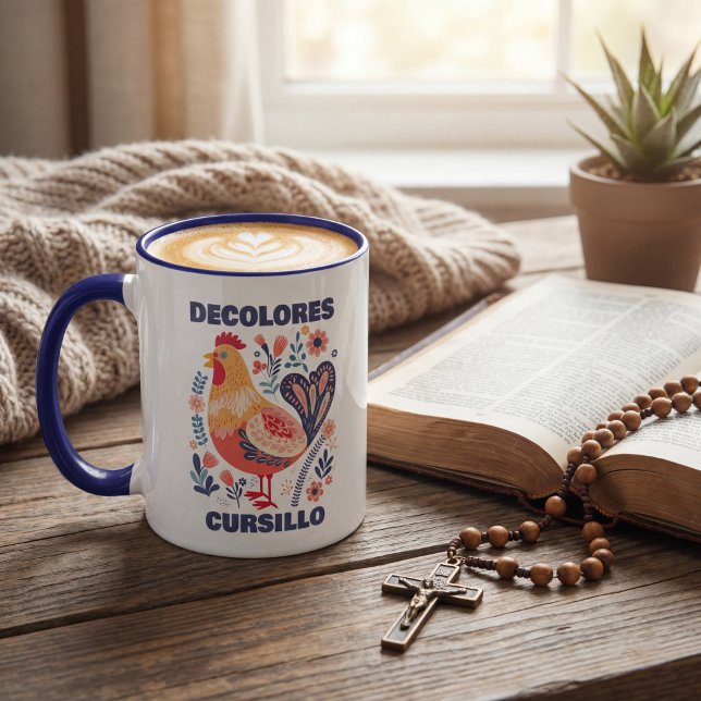 DeColores Cursillo Folk Art Rooster Christian Mug (Creator Uploaded)