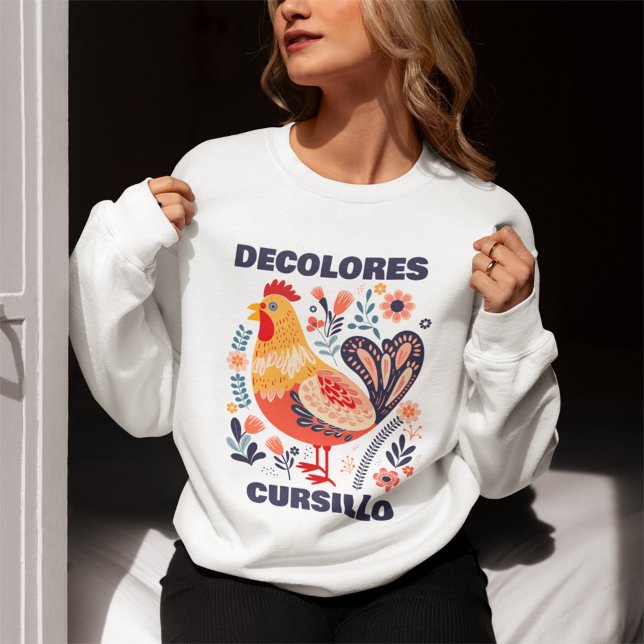 DeColores Cursillo Folk Art Rooster Christian Sweatshirt (Creator Uploaded)
