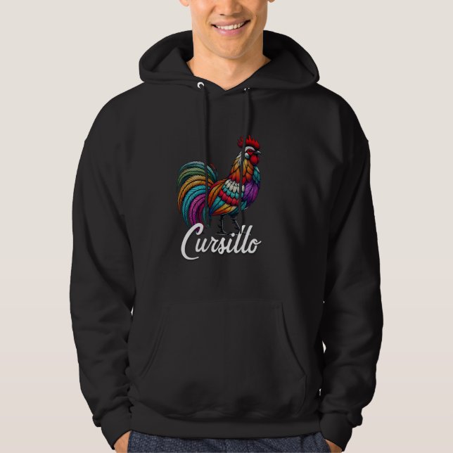 DeColores Cursillo Rainbow Rooster Catholic 6 Hoodie (Front)