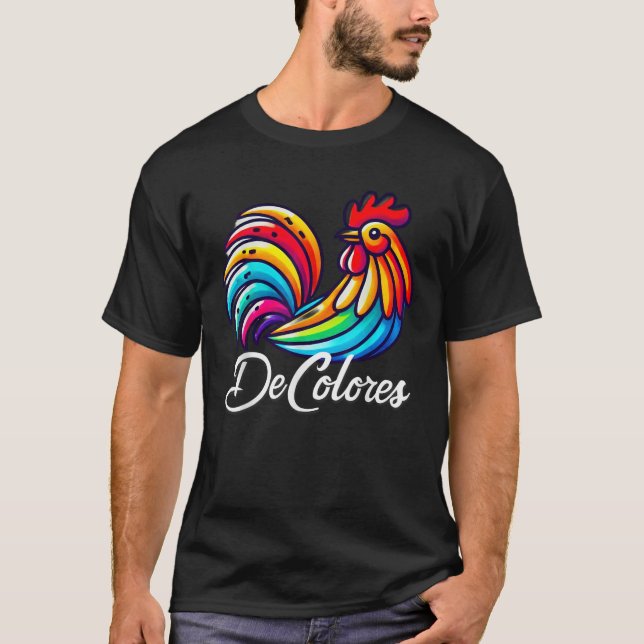 DeColores Cursillo Rainbow Rooster Catholic  T-Shirt (Front)