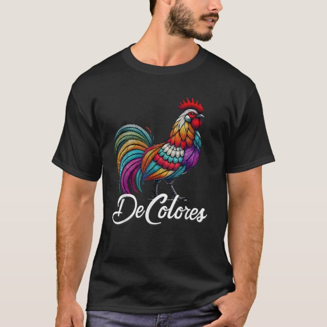 DeColores Cursillo Rainbow Rooster Catholic  T-Shirt (Front)