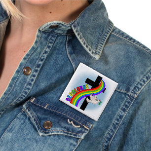 DeColores Cursillo Rainbow With Cross and Peace Do 15 Cm Square Badge