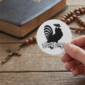 DeColores Cursillo Rooster Silhouette with Banner Classic Round Sticker