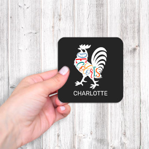 DeColores Cursillo Rooster White Silhouette Square Sticker