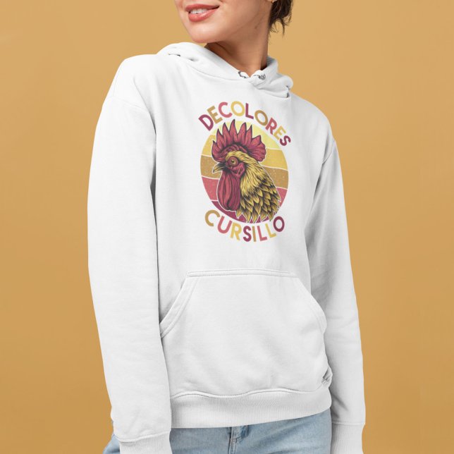 DeColores Cursillo Rooster with Distressed Sunset Hoodie (Creator Uploaded)