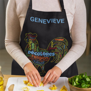 DeColores Cursillo Rooster Word Cloud  Apron