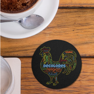 DeColores Cursillo Rooster Word Cloud  Coaster