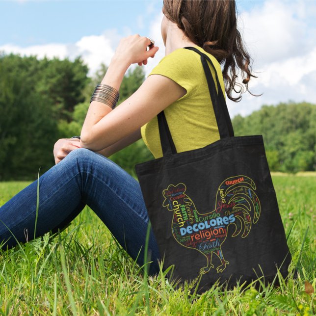 DeColores Cursillo Rooster Word Cloud  Tote Bag (Creator Uploaded)