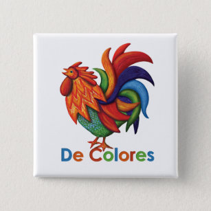 DeColores Rooster Gallo Button