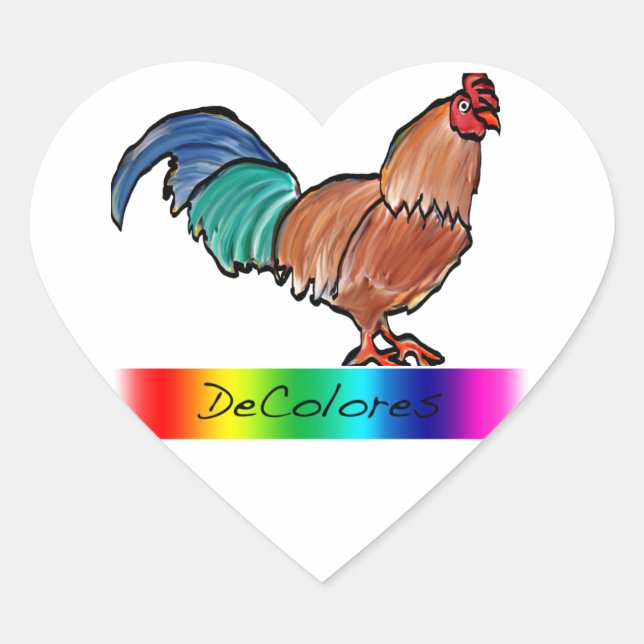 DeColores Rooster Heart Sticker (Front)