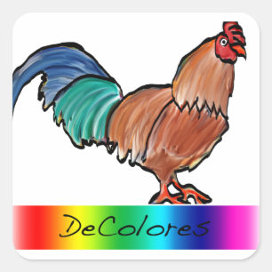 DeColores Rooster Square Sticker