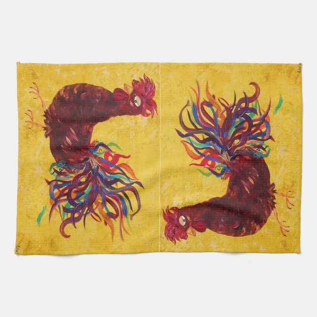 DeColores Rooster Tea Towel (Horizontal)